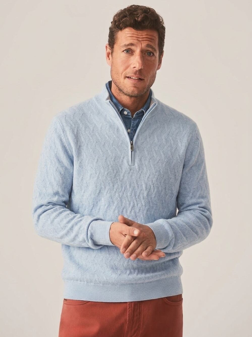 Dunning Golf Thermolite Merino Wool Blend Quarter Zip Sweater Blue M NWT Preppy